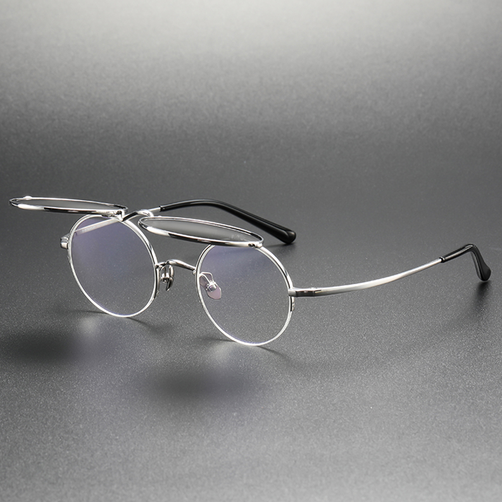 Exquisite Flip-On Titanium Sunglasses Frames model show