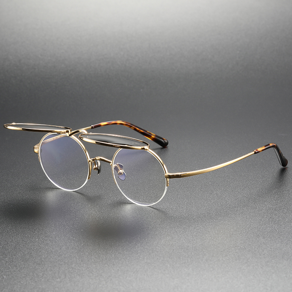 Exquisite Flip-On Titanium Sunglasses Frames amber color