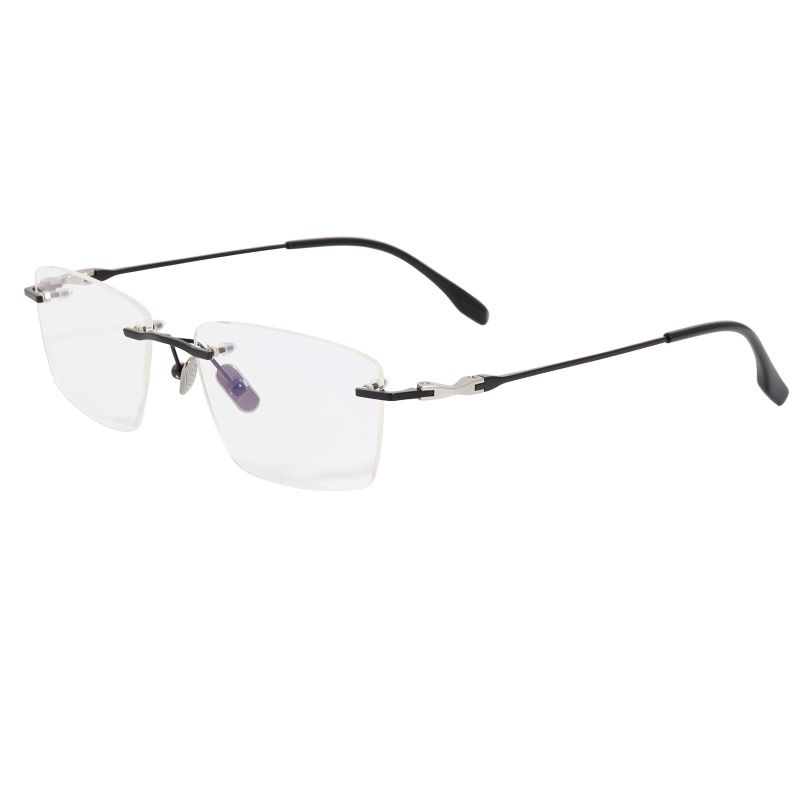 Titanium Rimless Ultra Light Eyeglasses Frames Men black leg.jpg