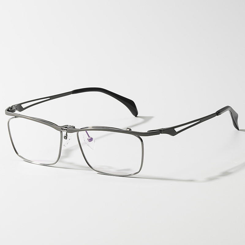 Best Square Men's Titanium Optical Eyeglass Frame Metallic deep silver.jpg