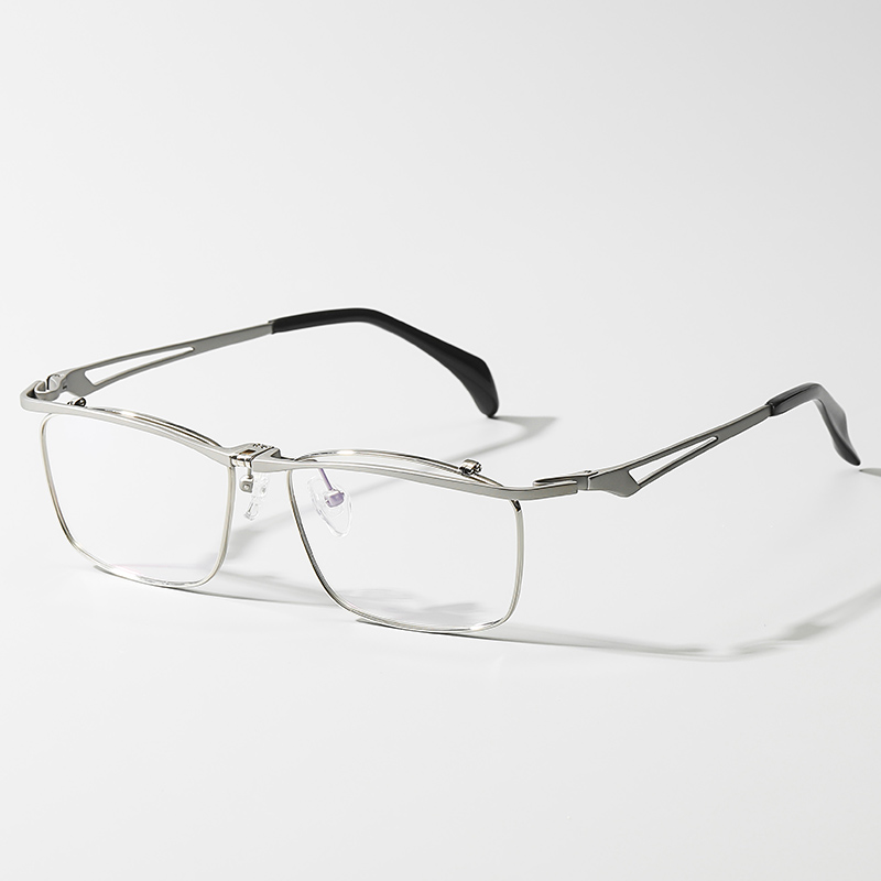 Best Square Men's Titanium Optical Eyeglass Frame Metallic silver.jpg