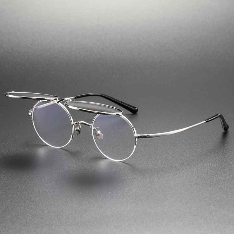 Exquisite Flip on type Titanium Sunglasses Frames silver