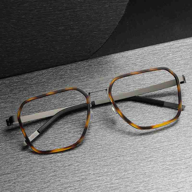 Ultralight Men Aviator Optical Titanium Eyeglasses amber Frames display.jpg