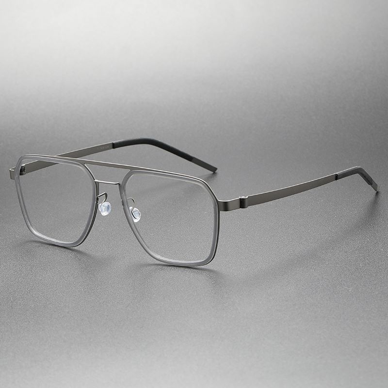 Ultralight Men Aviator Optical Titanium Eyeglasses silver color Frames.jpg