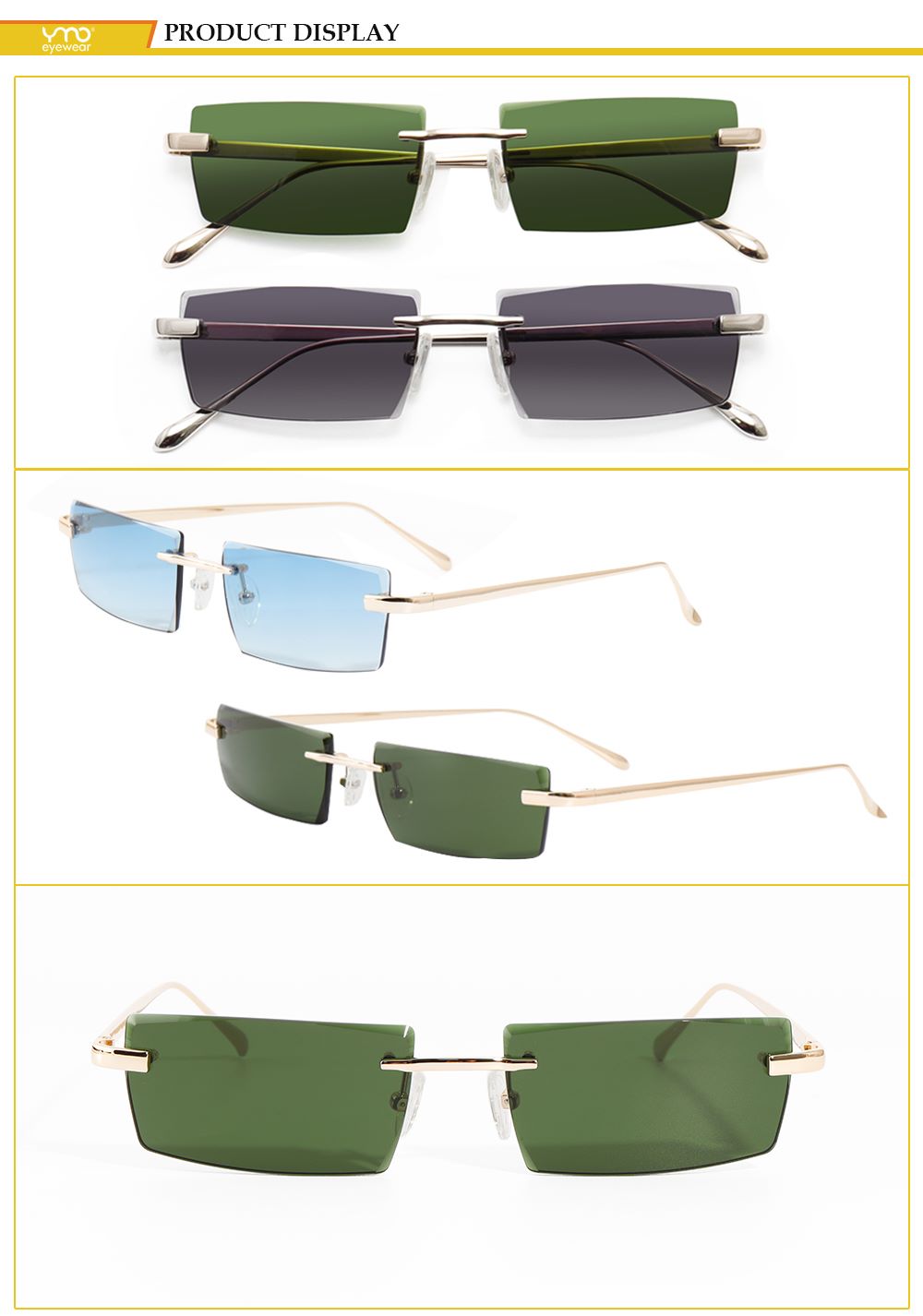 Luxury Diamond Cut Rimless Metal Sunglasses dispaly.jpg