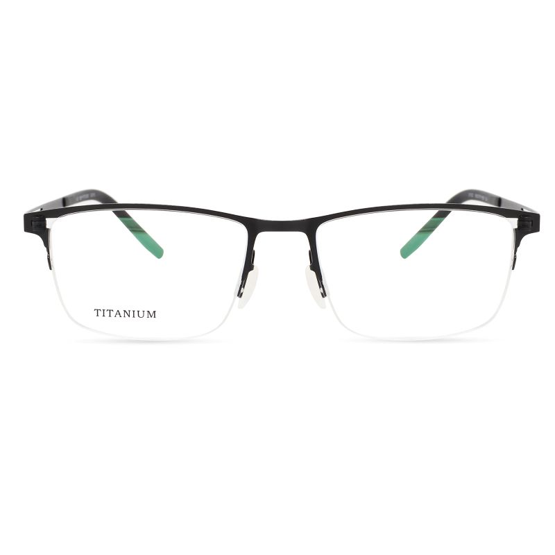 Men Sleek Square Optical Titanium Half Frame Eyeglasses front.jpg